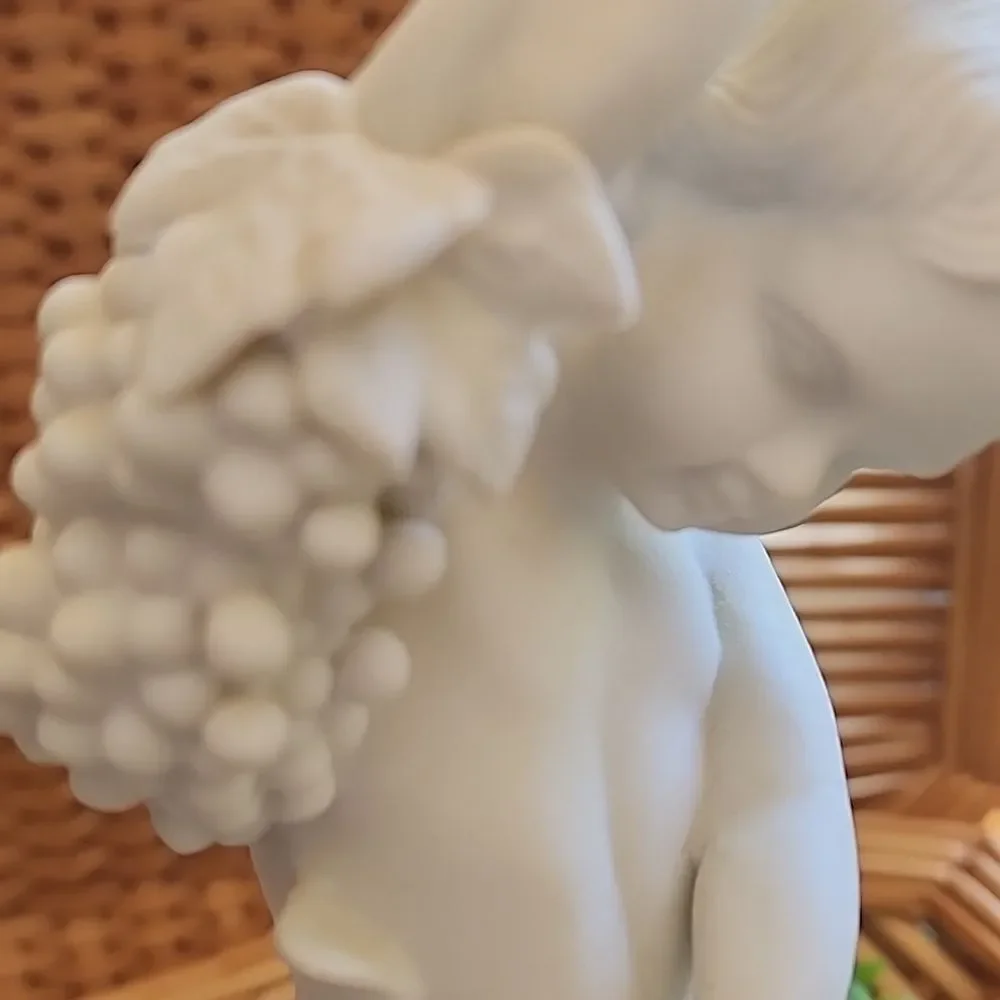 Vintage Bisque Porcelain Cherub Boy Holding Grapes Andrea By Sadek 1952